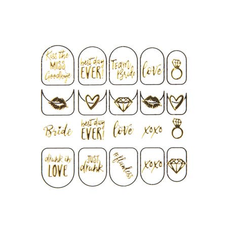 Adhesive Bachelorette Party Nail Stickers - Gold Bride Squad
