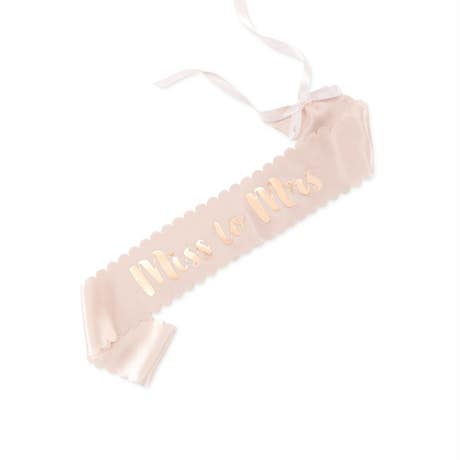Blush Pink & Rose Gold Satin Bachelorette Party Sash - Miss To Mrs