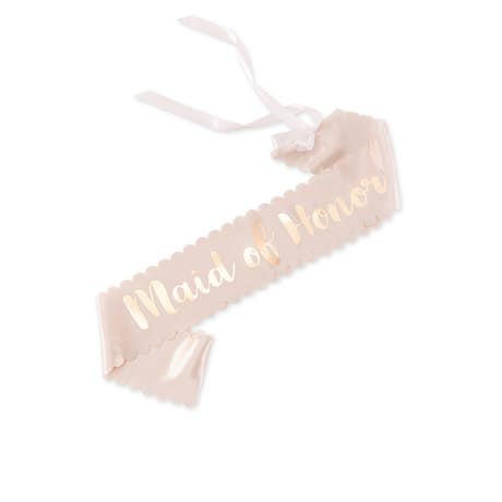 Blush Pink & Rose Gold Satin Bachelorette Party Sash - Maid Of Honor