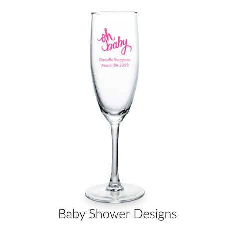 Personalized 5.75 oz. Stemmed Champagne Flute Favor - Baby Shower | More Occasions