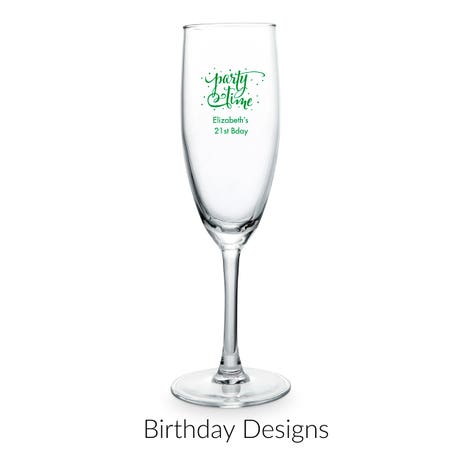 Personalized 5.75 oz. Stemmed Champagne Flute Favor - Birthday | More Occasions