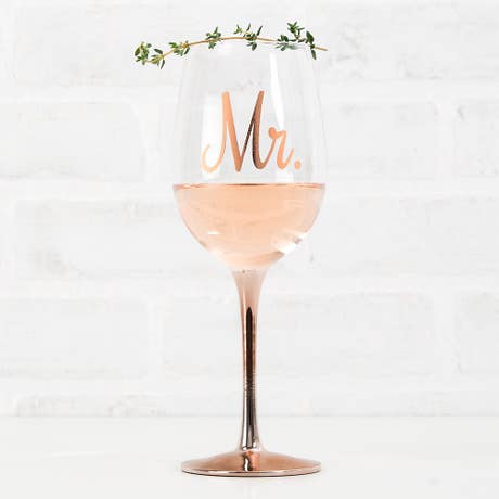 Rose Gold Stemmed 15 Oz. Wine Glass - Mr.
