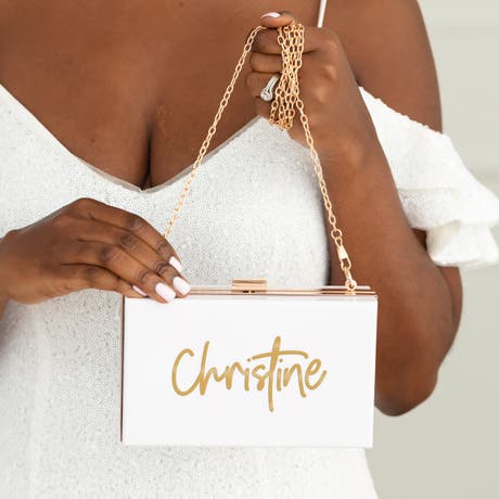 Personalized Acrylic Box Clutch - Script Font - Unique Gift for Her
