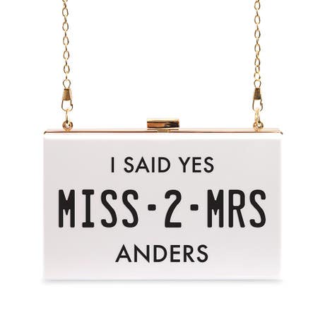 Personalized Acrylic Box Clutch - Miss 2 Mrs