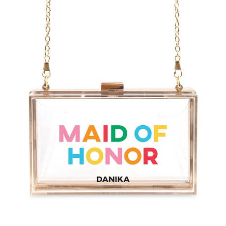 Personalized Acrylic Box Clutch - Color Block Maid of Honor