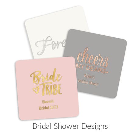 Personalized Square Paper Drink Coaster Wedding Favors - Bridal Shower| Pack of 50 | More Occasions