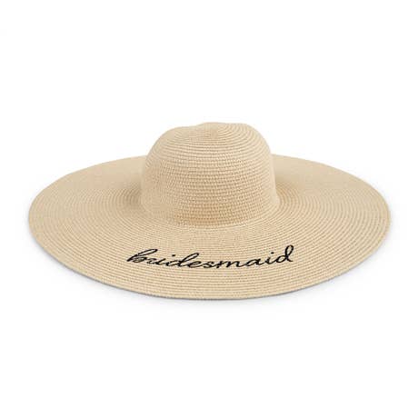 Women's Printed Floppy Straw Sun Hat - Bridesmaid