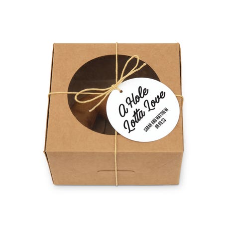 Custom Kraft Donut Favor Box with Clear Window - Hole Lotta Love - Set of 10