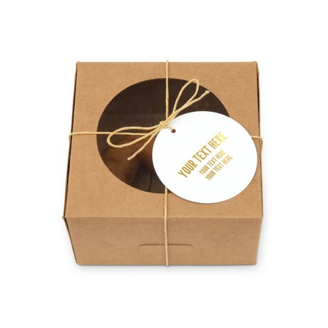 Custom Kraft Donut Favor Box with Clear Window - Custom Text - Set of 10