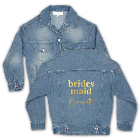 Women's Custom Denim Jacket with Print on Back - Desert Floral Bridesmaid