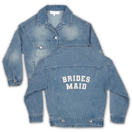 Women€™s Wedding Party Denim Jacket with Print on Back - Bridesmaid
