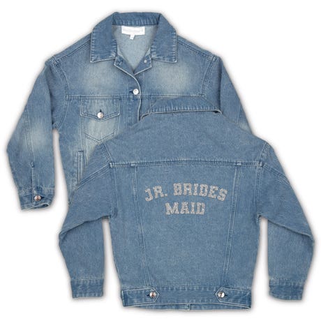 Girl's Wedding Party Denim Jacket with Print on Back - Jr. Bridesmaid