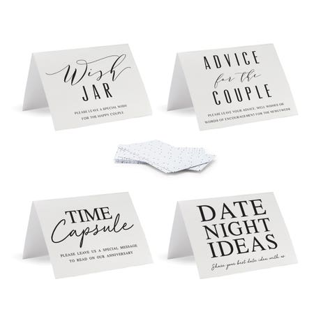 Wish Jar Display Set with Blank Advice/Wish Cards and Assorted Signage - Dancing Dots