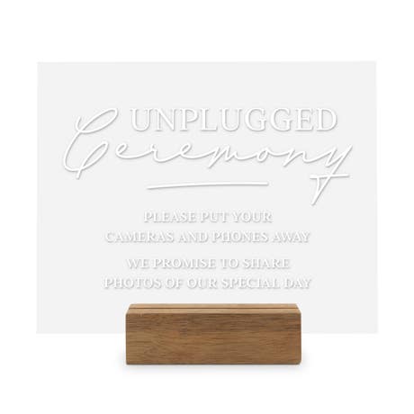 Clear Acrylic Wedding Table Sign - Unplugged Ceremony