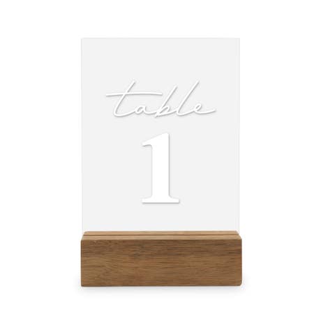 5" x 7" Clear Acrylic Table Number Signs - Simple Script - Pack of 6