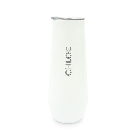 Personalized 8 oz. Stainless Steel Champagne Flute Tumbler - Line Monogram