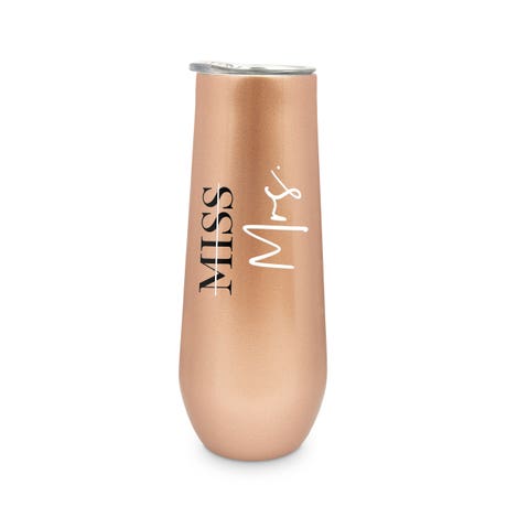 Personalized 8 oz. Stainless Steel Champagne Flute Tumbler - Miss to Mrs