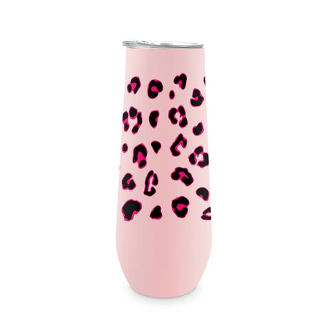 Personalized 8 oz. Stainless Steel Champagne Flute Tumbler - Leopard Print
