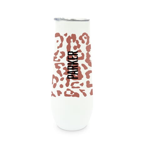 Personalized 8 oz. Stainless Steel Champagne Flute Tumbler - Leopard Print Bold