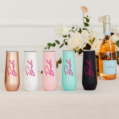 Personalized 8 oz. Stainless Steel Champagne Flute Tumbler - Vegas Babe