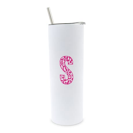 Personalized 22 oz. Tall Insulated Stainless Steel Travel Mug with Lid - Leopard Print Initial