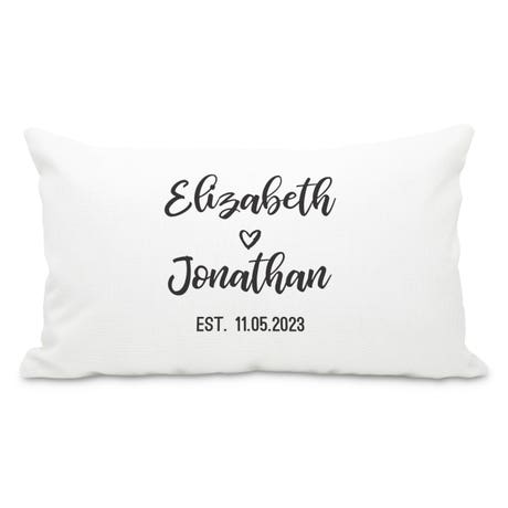 Personalized 12" x 20" Rectangle Throw Pillow Cover and Insert Set - Calligraphy Couple