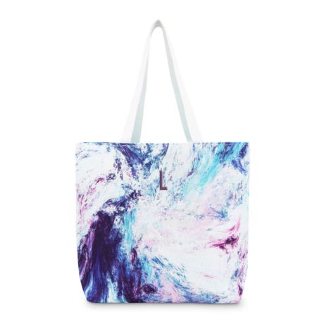 Personalized Extra-Large Cotton Canvas Fabric Beach Tote Bag - Purple Tie-Dye