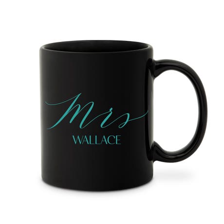 Custom Printed Black 11 oz. Ceramic Coffee Mug - Mrs