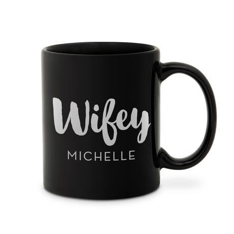 Custom Printed Black 11 oz. Ceramic Coffee Mug - Wifey