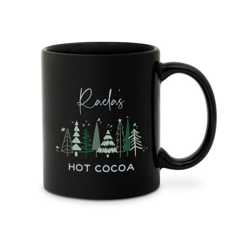 Custom Printed Black 11 oz. Ceramic Coffee Mug - Winter Pines