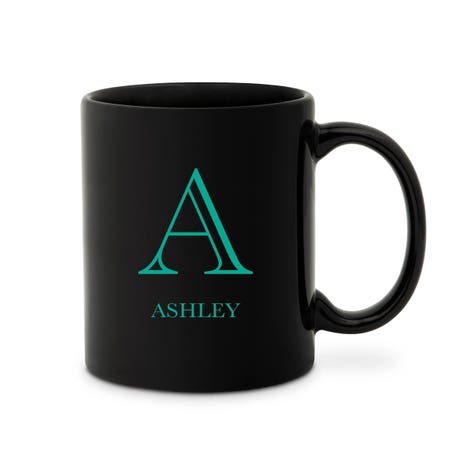 Custom Printed Black 11 oz. Ceramic Coffee Mug - Deco Monogram