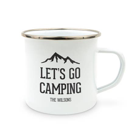 Personalized White Enamel Stainless Steel Coffee Mug - Mountain Range
