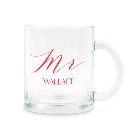 Personalized 11 oz. Clear Glass Coffee Mug with Handle - Mr