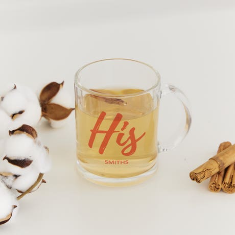 Personalized 11 oz. Clear Glass Coffee Mug with Handle - His