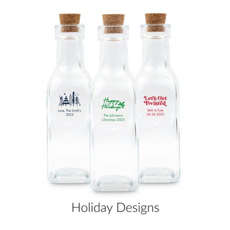 Personalized 5 oz. Clear Glass Bottle Wedding Favor - Holiday | More Occasions