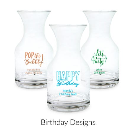 Personalized 5 oz. Individual Glass Wine Carafe Wedding Favor - Birthday | More Occasions