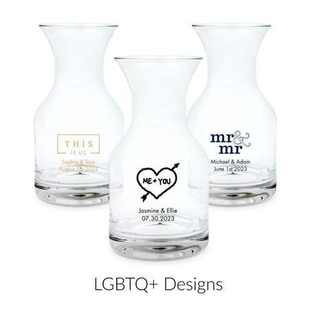 Personalized 5 oz. Individual Glass Wine Carafe Wedding Favor - LGBTQ+ | More Designs