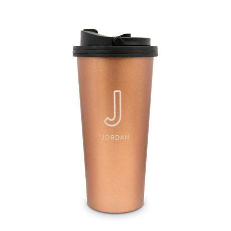 Personalized Stainless Steel To Go Travel Coffee Mug - Line Initial