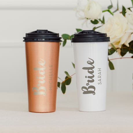 Personalized Stainless Steel To Go Travel Coffee Mug - Bride