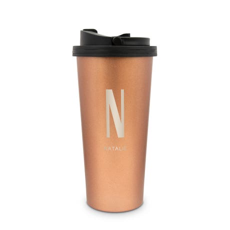 Personalized Stainless Steel To Go Travel Coffee Mug - Sans Serif Monogram