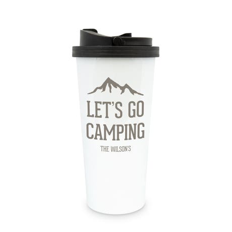 Personalized Stainless Steel To Go Travel Coffee Mug - Let's Go Camping