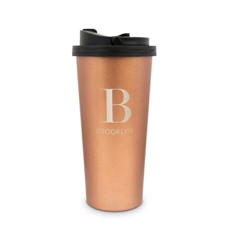 Personalized Stainless Steel To Go Travel Coffee Mug - Modern Serif Initial - Unique Gift for Him|Her
