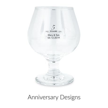 Personalized 9.5 oz. Balloon Brandy Glass Favor - Anniversary | More Occasions