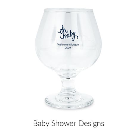 Personalized 9.5 oz. Balloon Brandy Glass Favor - Baby Shower | More Occasions