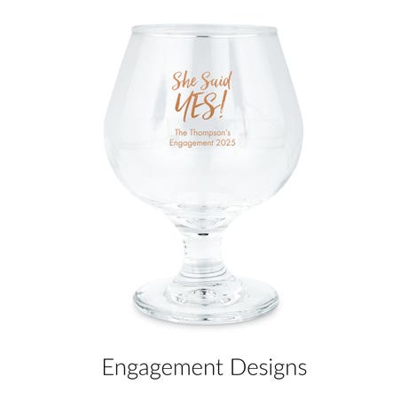 Personalized 9.5 oz. Balloon Brandy Glass Wedding Favor - Engagement Party | More Occasions