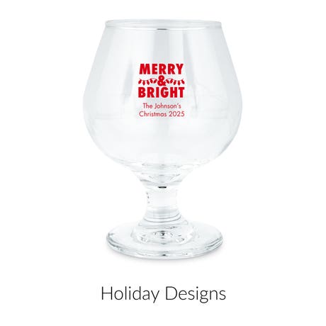 Personalized 9.5 oz. Balloon Brandy Glass Favor - Holiday | More Occasions