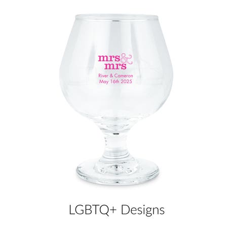 Personalized 9.5 oz. Balloon Brandy Glass Wedding Favor - LGBTQ+ | More Occasions