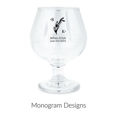 Personalized 9.5 oz. Balloon Brandy Glass Wedding Favor - Monograms | More Designs