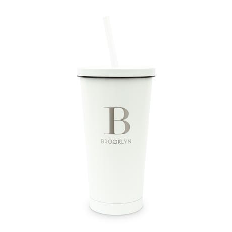 Personalized Colored Stainless Steel Insulated Tumbler - Modern Serif Initial