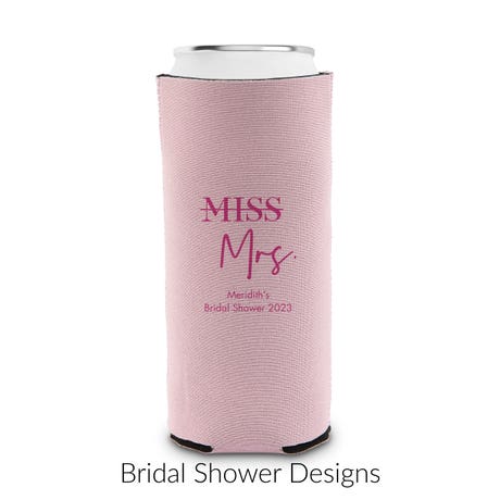 Custom Neoprene Foam Slim Can Drink Holder - Bridal Shower